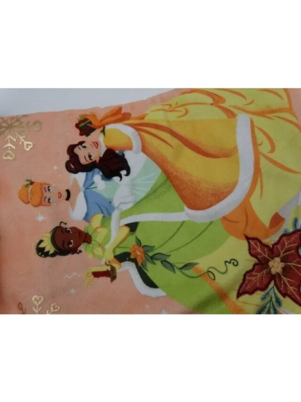 Disney Princess Christms Stocking Tiana Cinderella Belle Peach & White 20